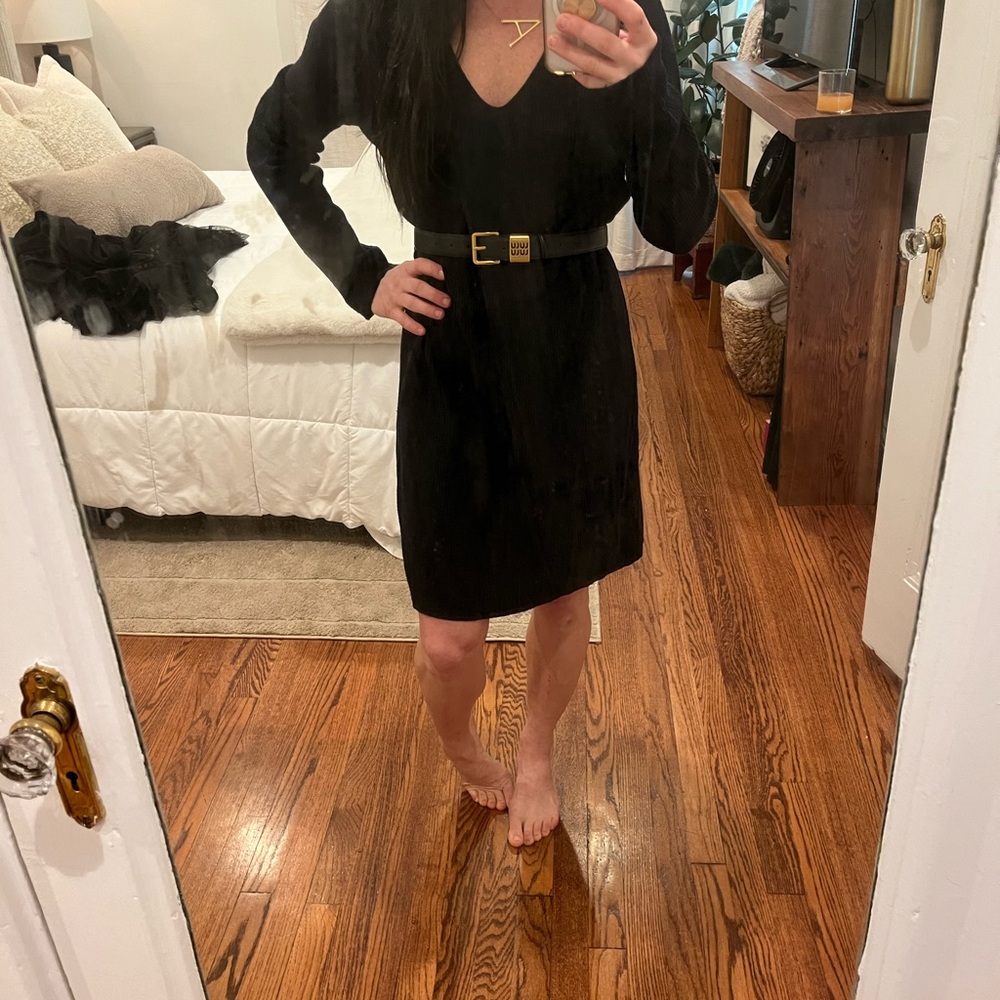 a new day Black Long Sleeve Dress with Belt